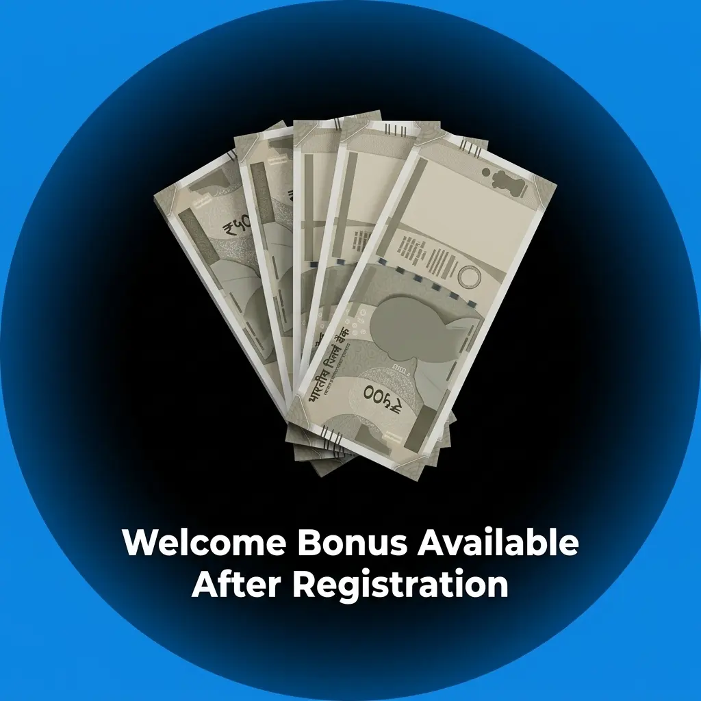 Welcome bonus table showing 200% up to 20,000 INR for casino and sportsbook with 100 INR minimum deposit