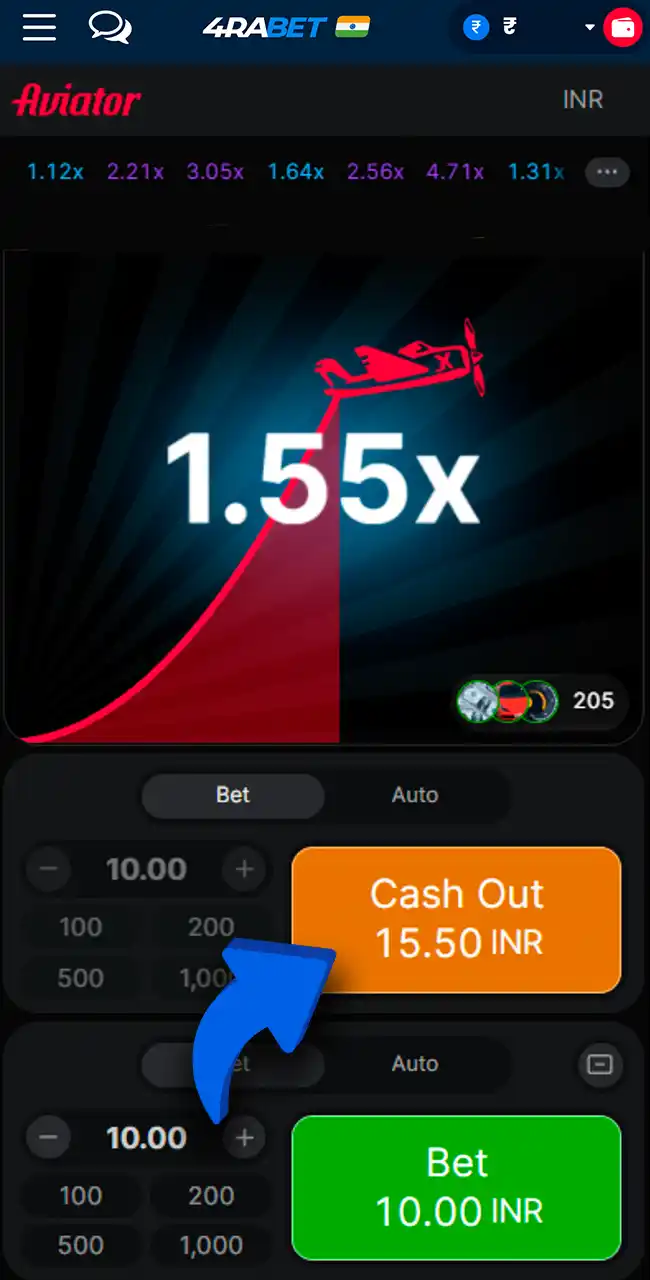Cash out at the right moment on 4rabet.