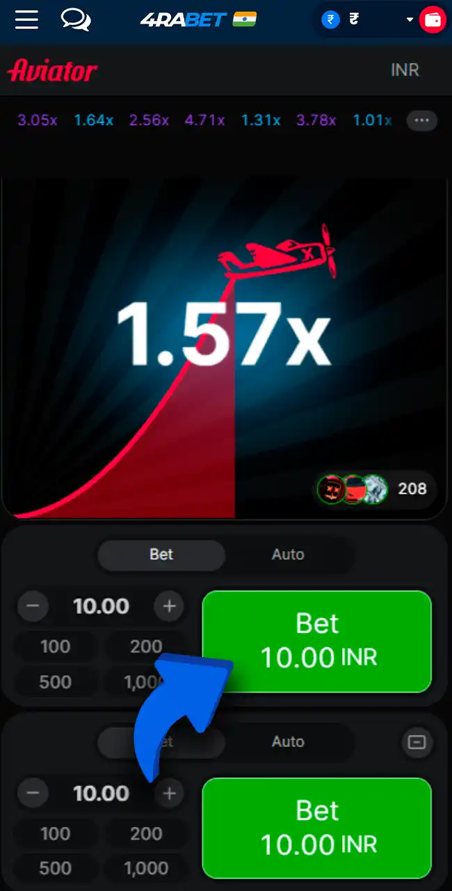 Place your bet on 4rabet Aviator today.