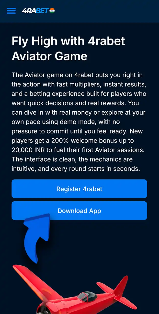 Tap the 4rabet download button to start.