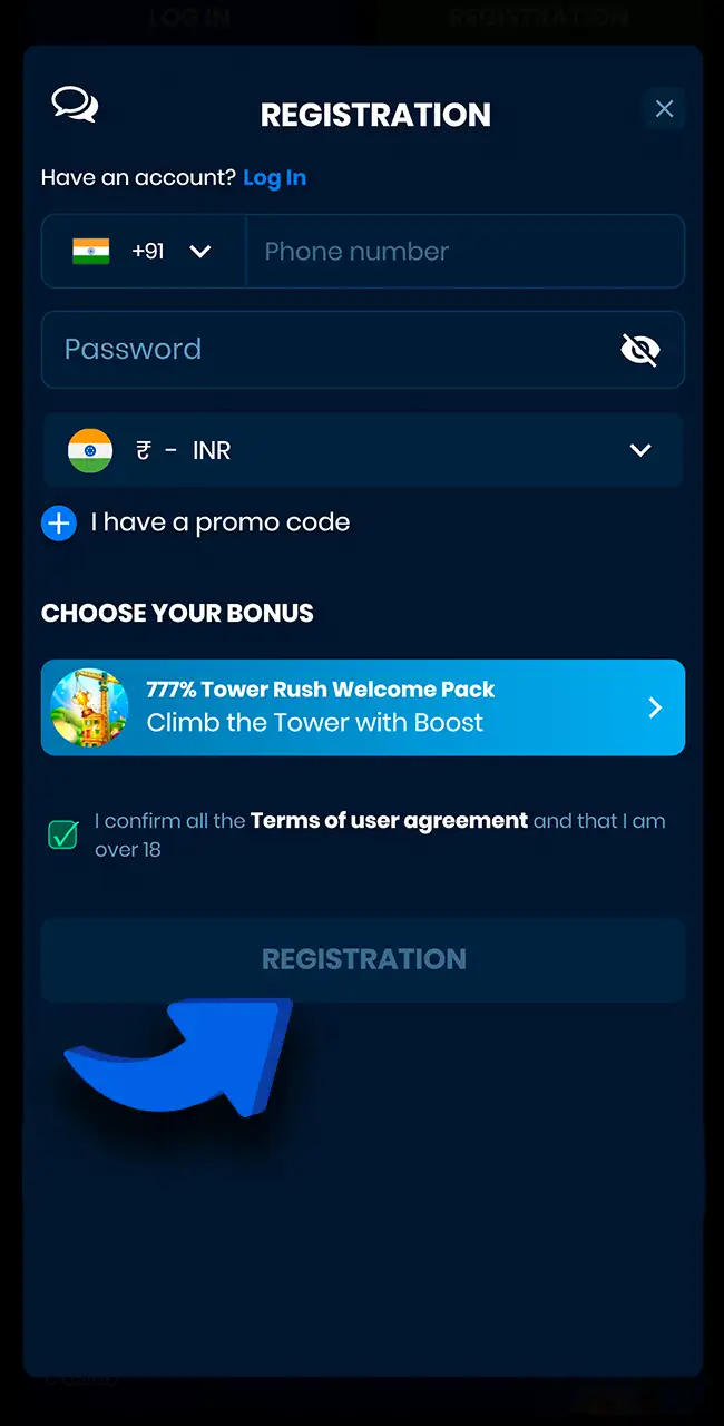 Create your 4rabet account to start betting.