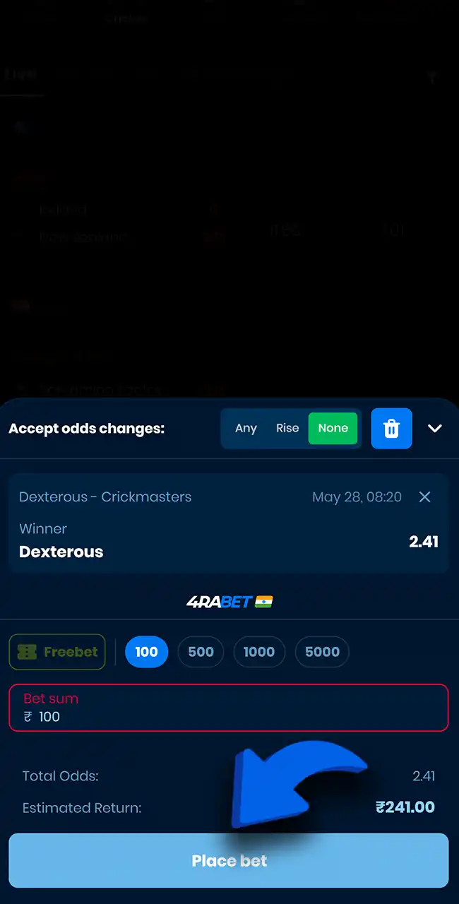 Place your cricket bet on 4rabet today.