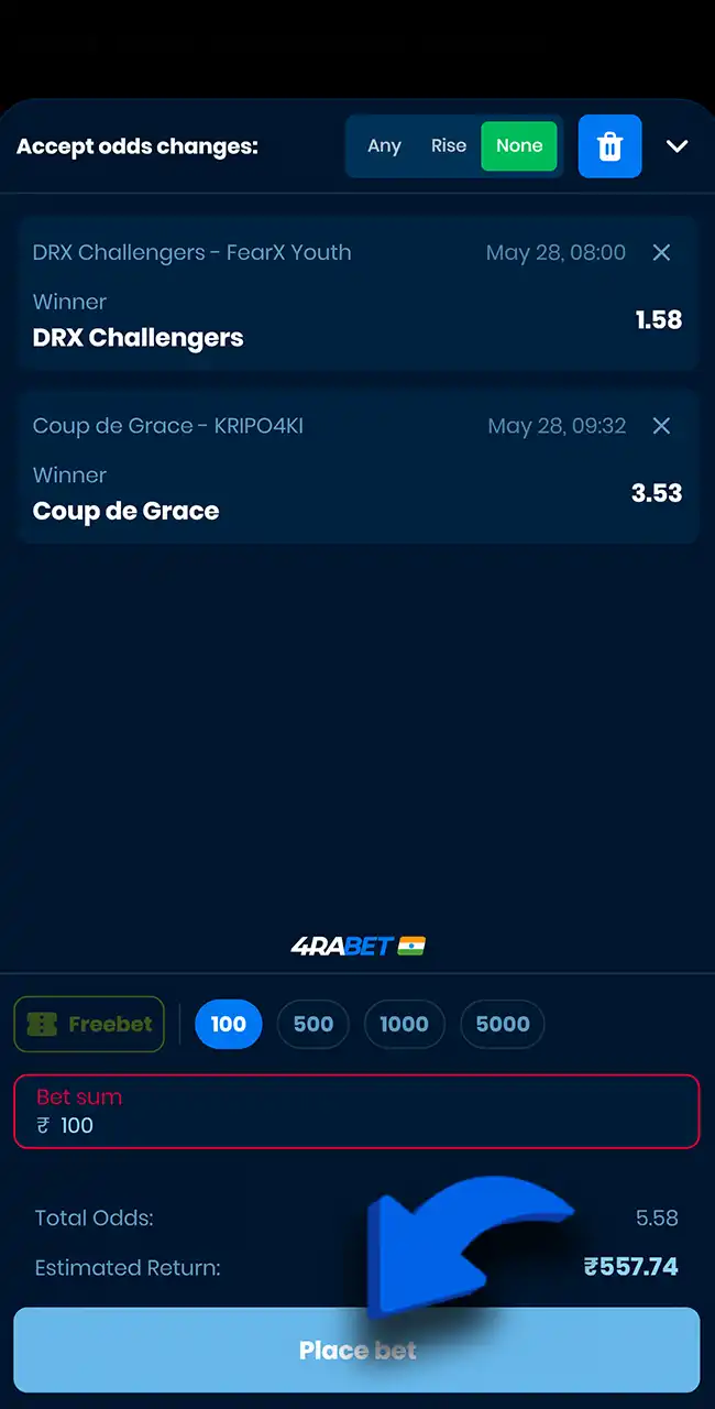 Place your esports bet on 4rabet securely.