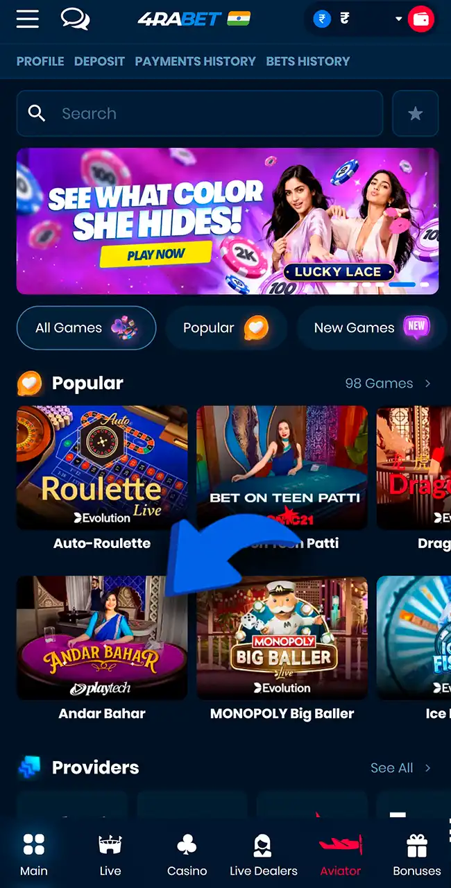Join a live table and place your bets on 4rabet.