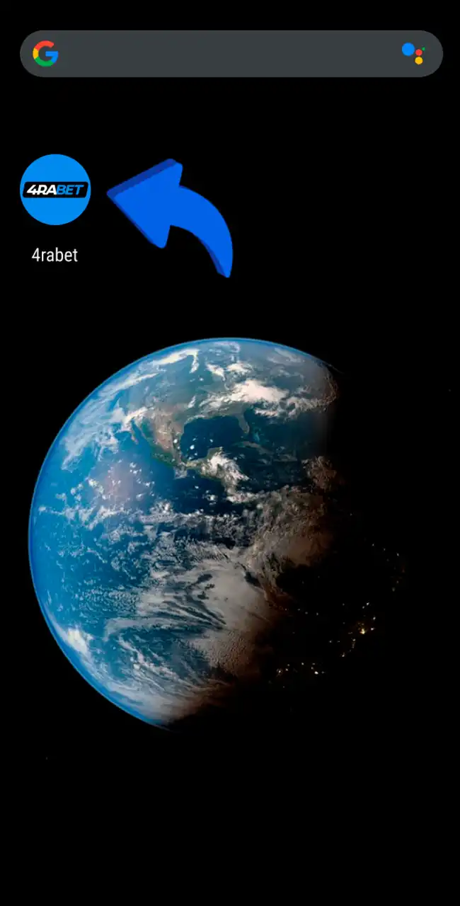 Open the 4rabet mobile app on your device.