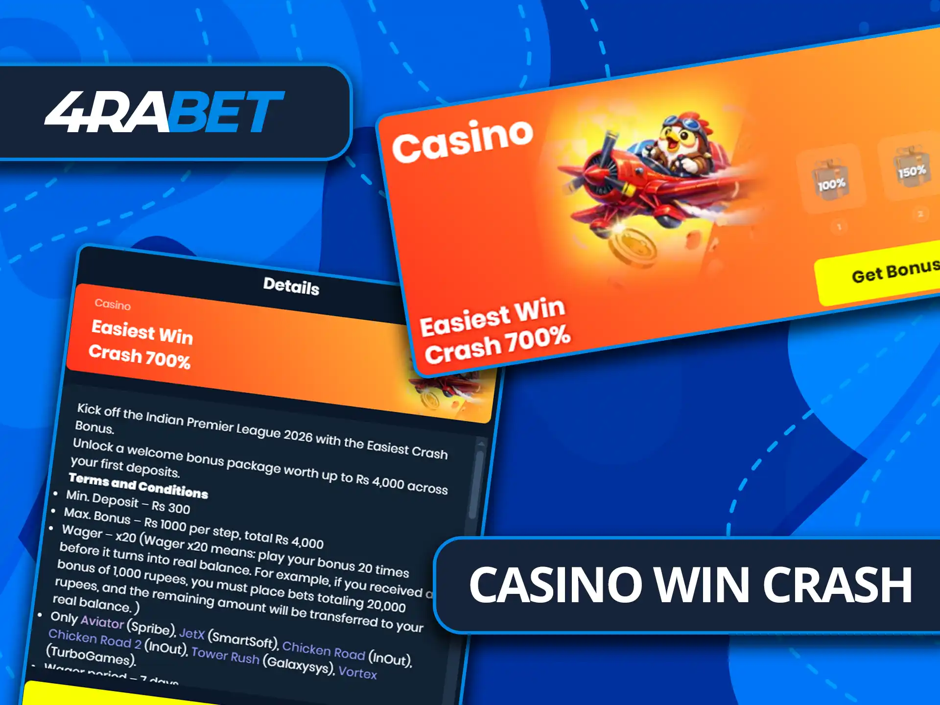 Enjoy the 700% crash bonus at 4rabet.