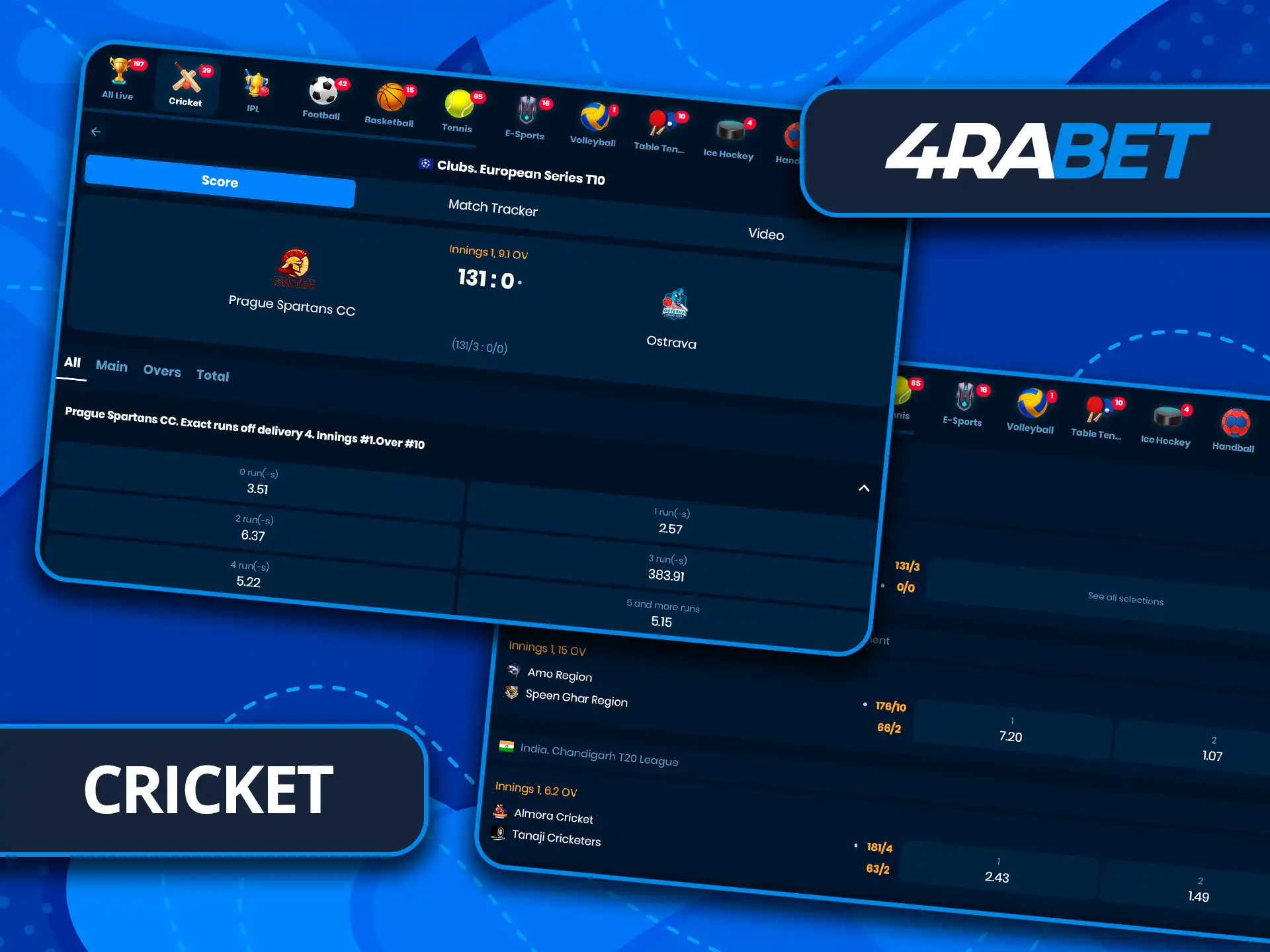 Place your cricket bets on 4rabet.