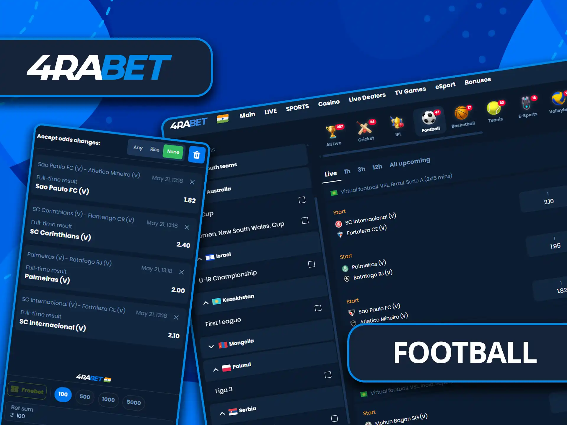 Enjoy football betting options on 4rabet.