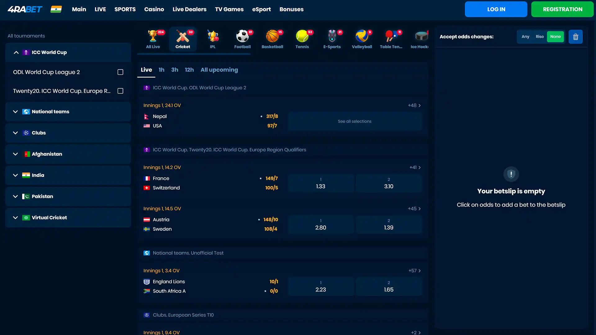 Start betting on the 4rabet interface now.