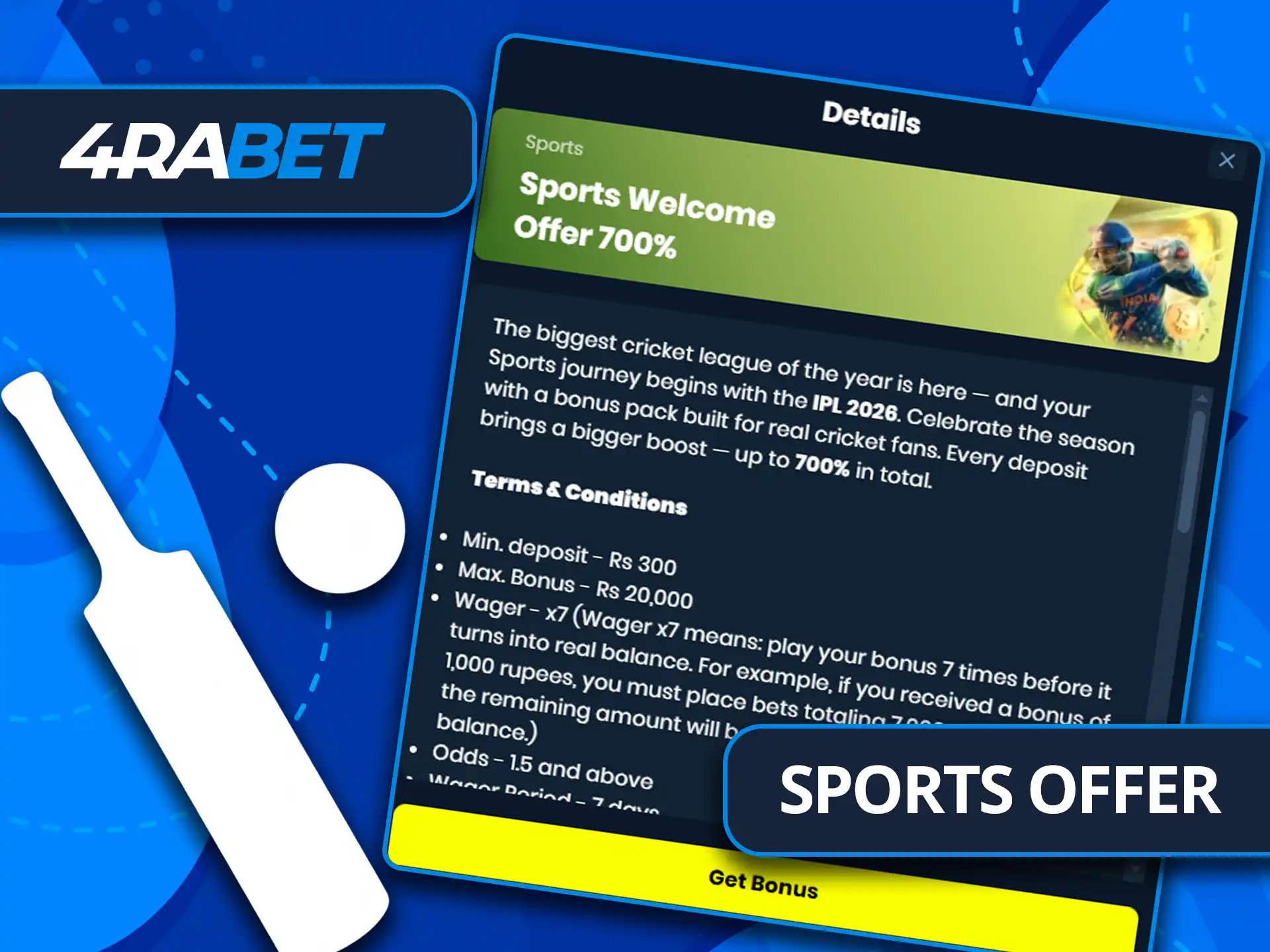 Claim the 700% sports offer at 4rabet.