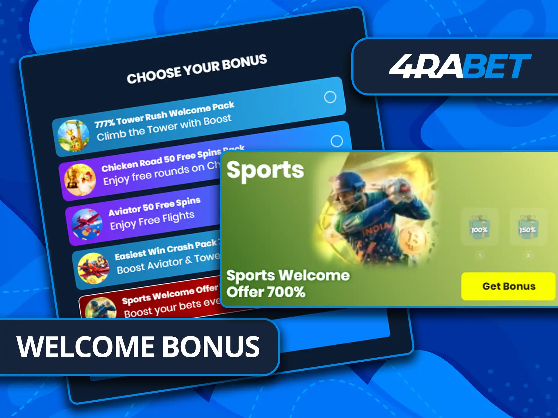 Get your welcome bonus in 4rabet.