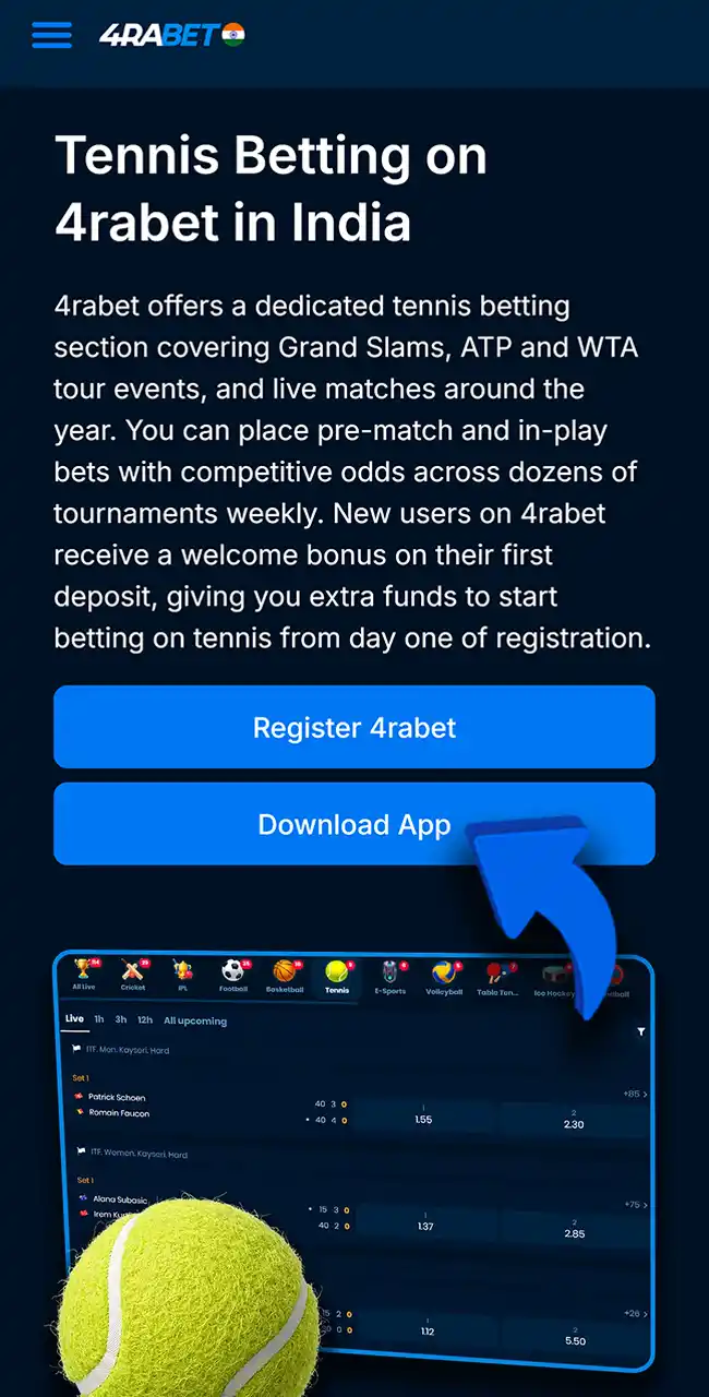 Open the official 4rabet website on your mobile browser.