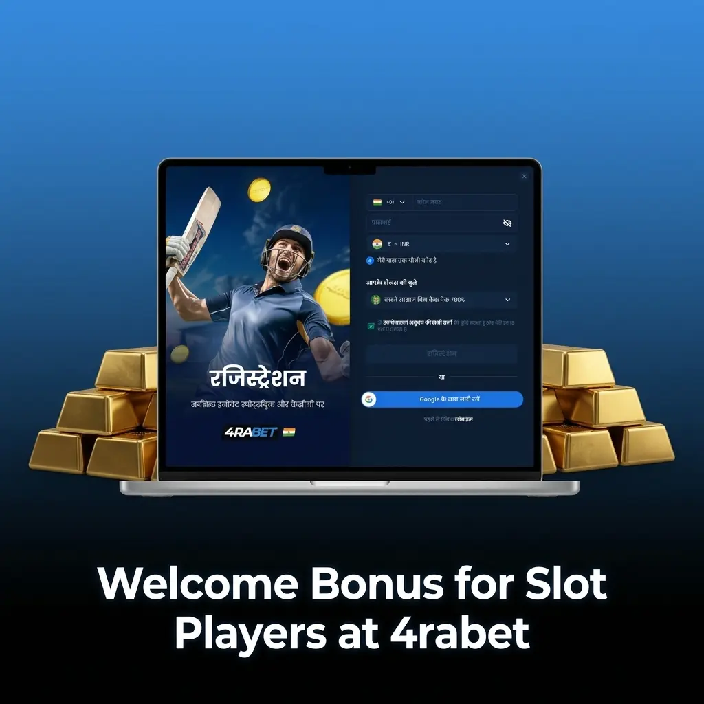 4rabet welcome bonus for slot players showing 200% deposit match up to 20,000 INR with ongoing rewards